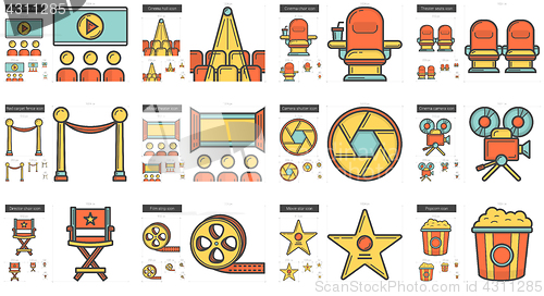 Image of Cinema line icon set.