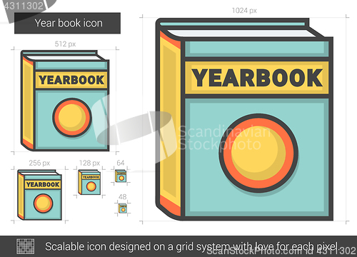 Image of Year book line icon.
