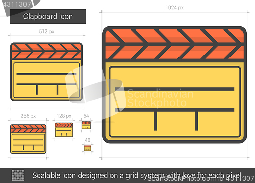 Image of Clapboard line icon.