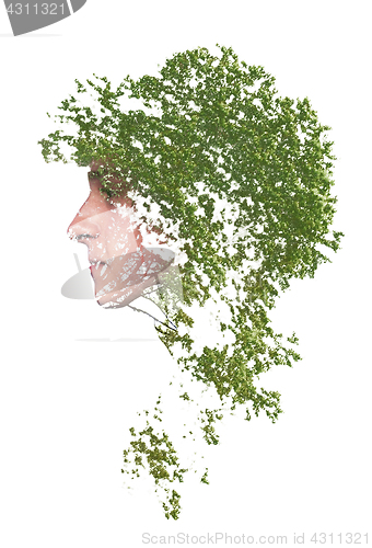 Image of Double exposure of man with funky hairstyle