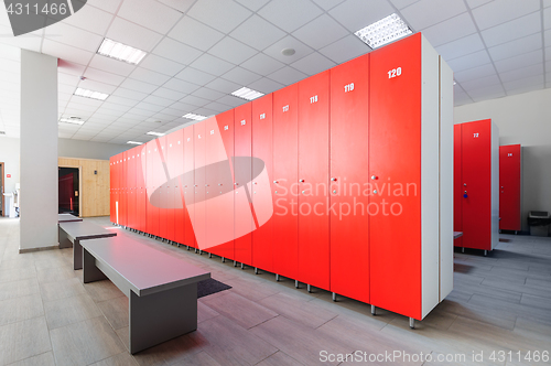 Image of Interior of gym locker room