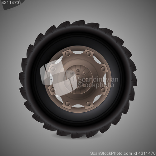 Image of Realistic tractor wheel