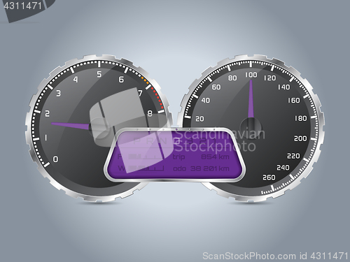 Image of Speedometer design with digital lcd display