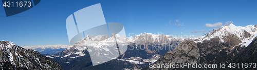 Image of High mountains under snow in the winter Panorama landscape