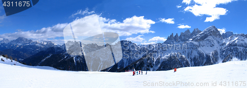 Image of High mountains under snow in the winter Panorama landscape
