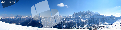 Image of High mountains under snow in the winter Panorama landscape