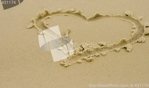 Image of heart on sand