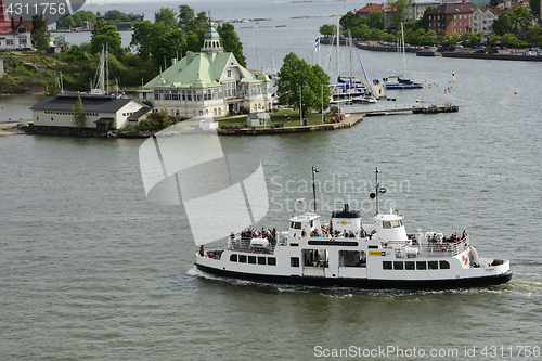 Image of HELSINKI, FINLAND – JUNE 14, 2017: pleasure boat in the harbor