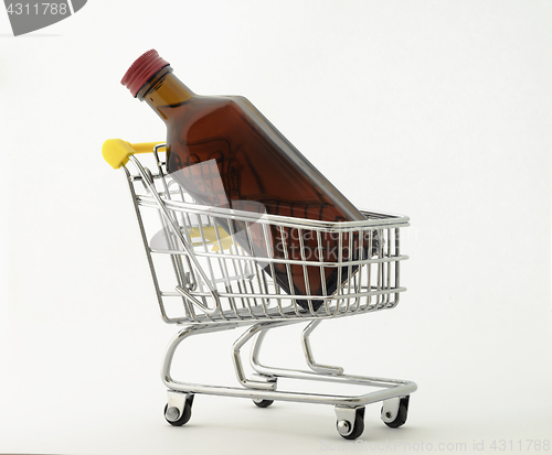 Image of bottle in a shopping trolley