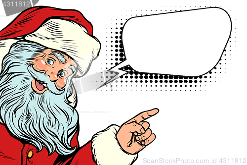 Image of Santa Claus pointing to copy space