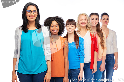 Image of international group of happy smiling women