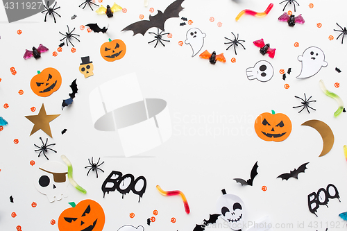 Image of halloween party paper decorations and sweets