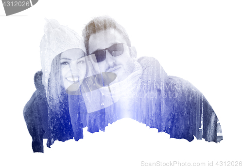 Image of Double exposure of couple photo love