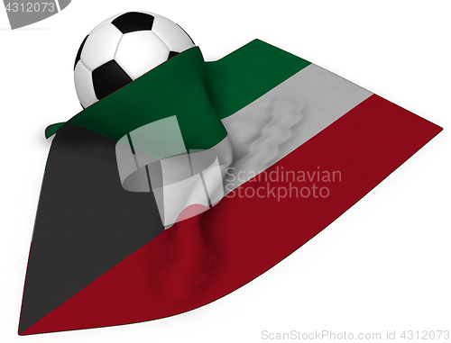 Image of soccer ball and flag of kuwait - 3d rendering