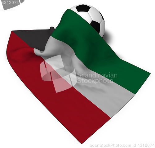 Image of soccer ball and flag of kuwait - 3d rendering