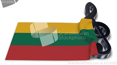 Image of clef symbol and flag of lithuania - 3d rendering