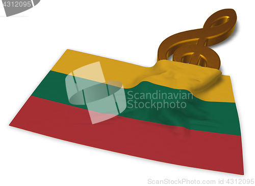 Image of clef symbol and flag of lithuania - 3d rendering