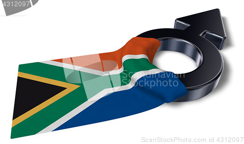 Image of mars symbol and flag of south africa - 3d rendering