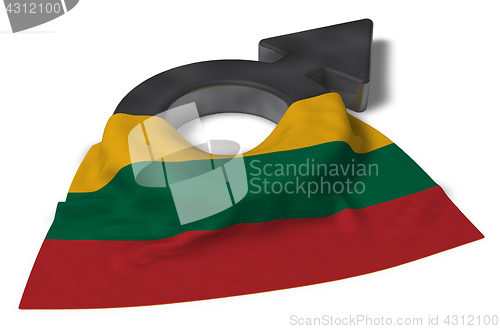 Image of mars symbol and flag of lithuania - 3d rendering