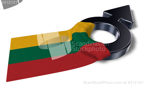 Image of mars symbol and flag of lithuania - 3d rendering