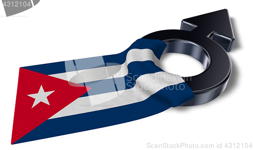 Image of mars symbol and flag of cuba - 3d rendering