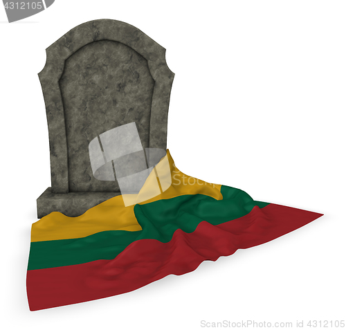 Image of gravestone and flag of lithuania - 3d rendering