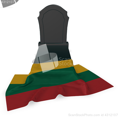 Image of gravestone and flag of lithuania - 3d rendering