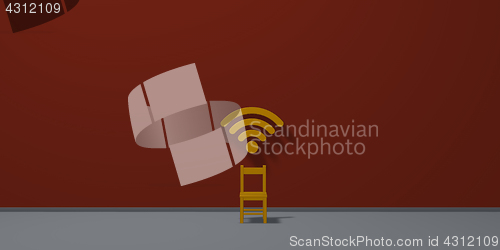 Image of chair and wifi symbol - 3d rendering