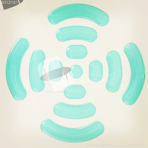 Image of Radio Frequency Identification symbol. 3d illustration. Vintage 