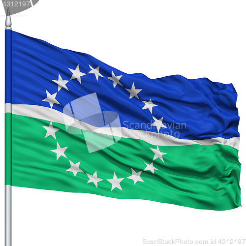 Image of Hampton Roads City Flag on Flagpole, USA