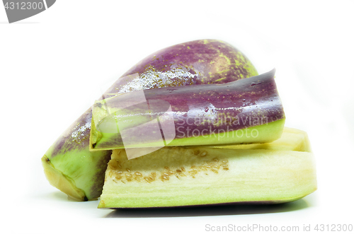 Image of Half cut and sliced eggplant