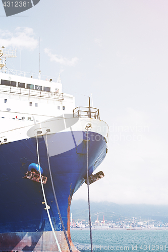 Image of Nose is moored cargo ship.