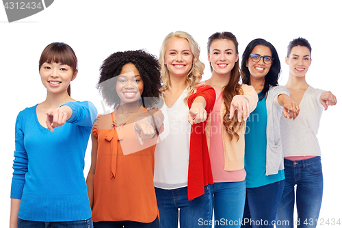 Image of international group of happy smiling women