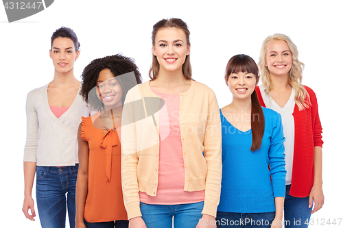 Image of international group of happy smiling women