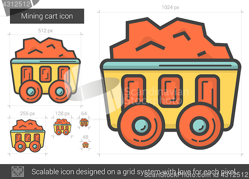 Image of Mining cart line icon.