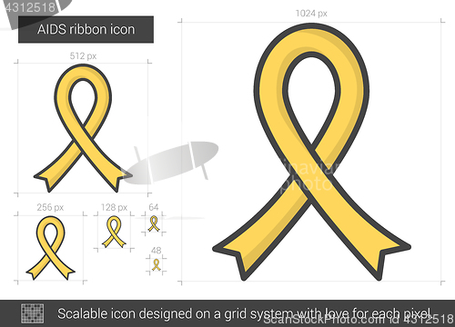 Image of AIDS ribbon line icon.