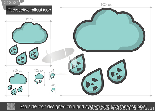 Image of Radioactive fallout line icon.