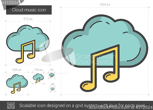 Image of Cloud music line icon.