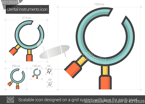 Image of Dental instruments line icon.