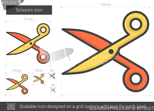 Image of Scissors line icon.