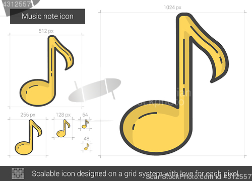 Image of Music note line icon.