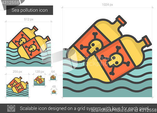 Image of Sea pollution line icon.