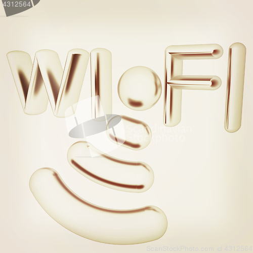 Image of Metal WiFi symbol. 3d illustration. Vintage style.