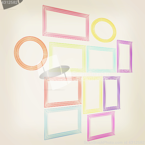 Image of Abstract frames. Conceptual design. 3D illustration. Vintage sty