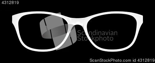 Image of white glasses on black background