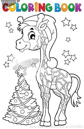 Image of Coloring book Christmas giraffe