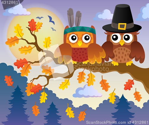 Image of Thanksgiving owls thematic image 4