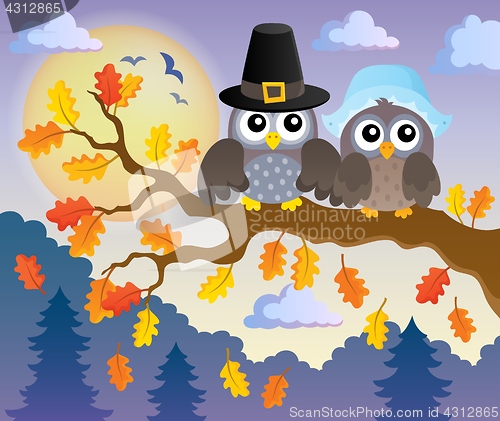 Image of Thanksgiving owls thematic image 2
