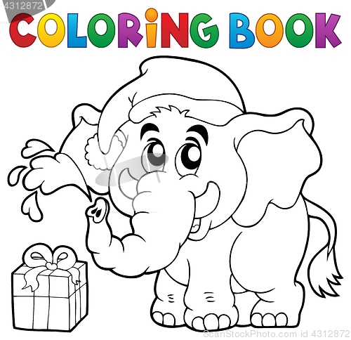Image of Coloring book Christmas elephant