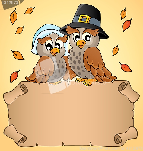 Image of Thanksgiving parchment with happy owls